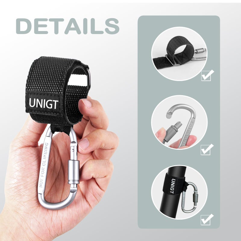 UNIGT 2 Pack UTV Hook for Hanging Headsets  Helmet and Goggles  Multipurpose Carabiners for Electric Scooter Owner Fits 1.5-2.0"" SXS Roll Cage Accessory Hook Hanger- Black - Image 4
